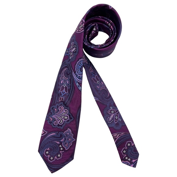 DION Purple Paisley Silk LUXURY Tie HANDMADE CANADA - Picture 1 of 4